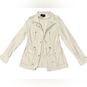 Eden Society Utility Jacket Small Beige Zip Snap Waist Cinch NWOT
